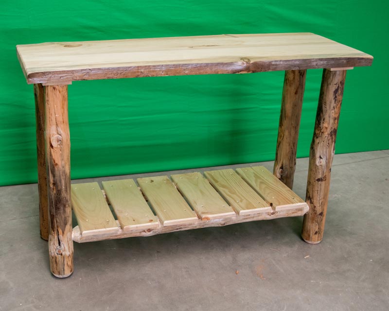 Northern Rustic Pine Log Sofa Table, Log Console Table