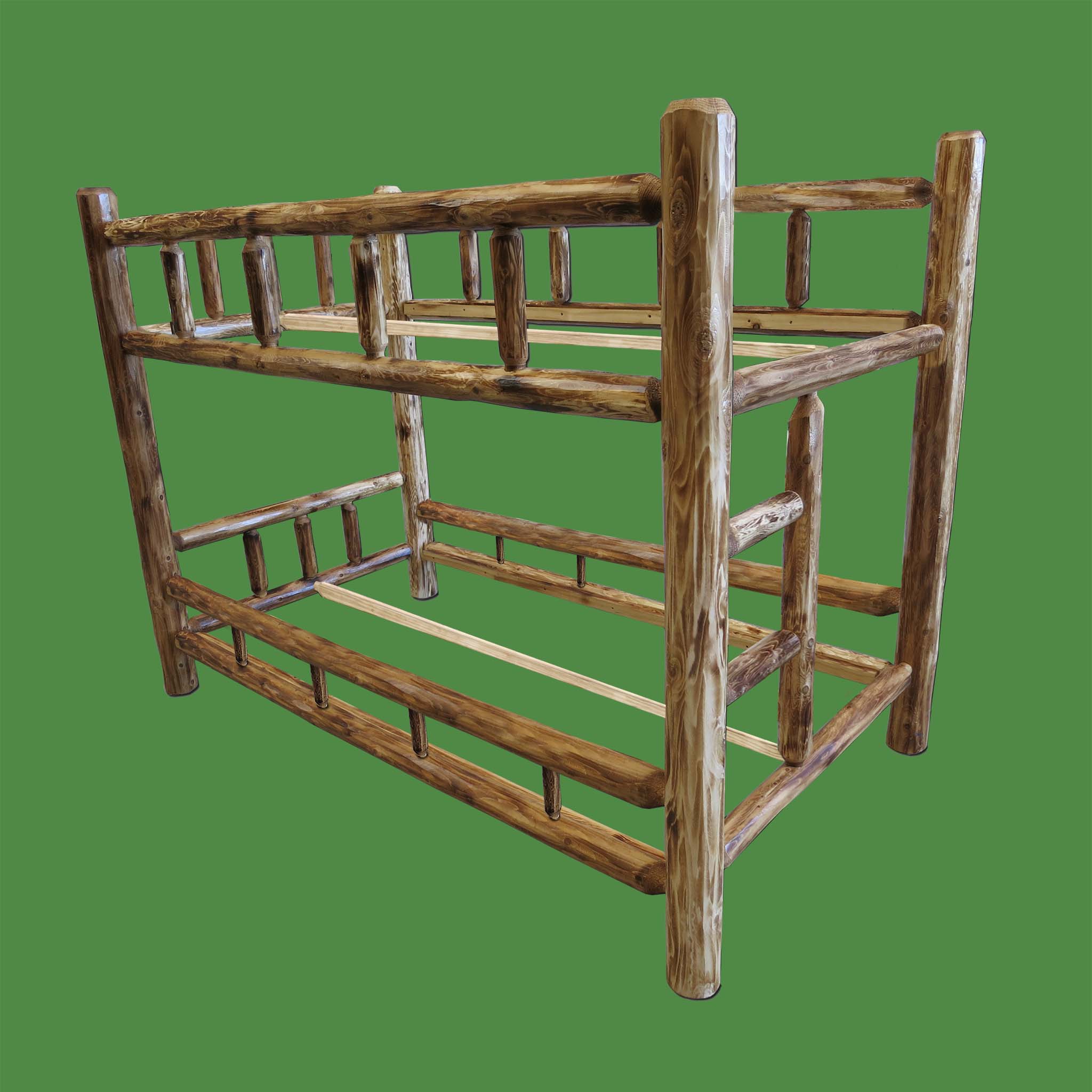 Northern Torched Cedar Log Bunk Bed Amish Log Furniture