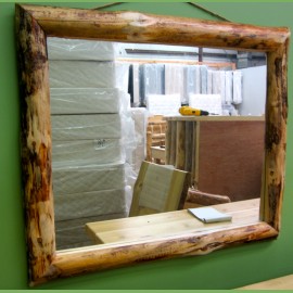 pine log mirror