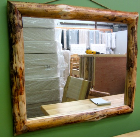 pine log mirror