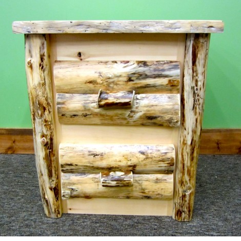 Rustic Pine Log Nightstand