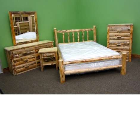 Northern Rustic Pine 5 Pc Log Bedroom, Rustic Log Bedroom Furniture Sets