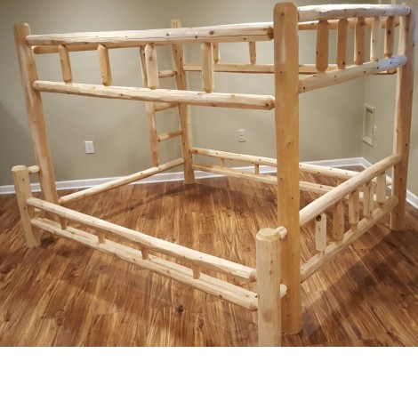 Northern White Cedar Log Bunk Bed Twin Over Queen Amish Log Furniture