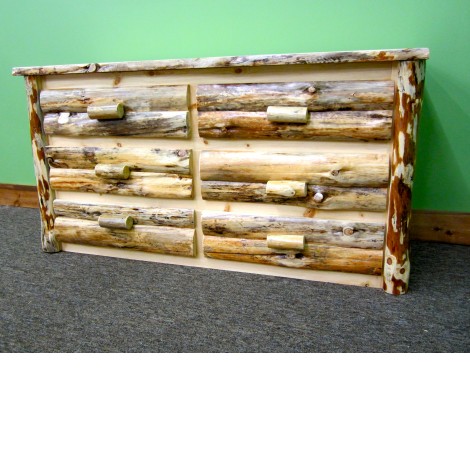 Northern Rustic Pine 6 Drawer Log Dresser Amish Log Furniture
