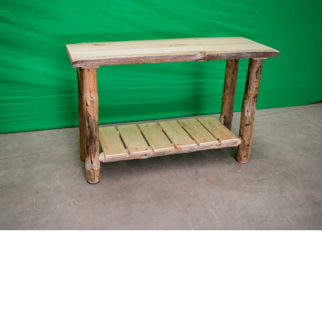 Northern Rustic Pine Log Sofa Table, Log Sofa Table