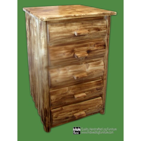 5 Drawer Torched Log Dresser