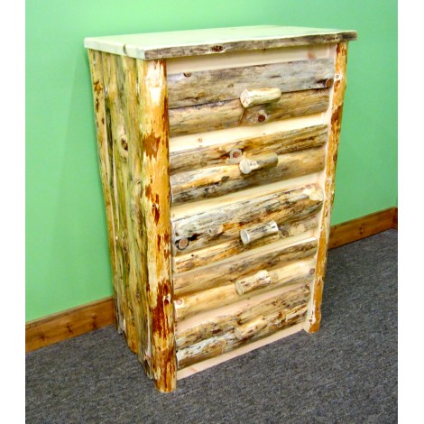 Northern Rustic Pine 5 Drawer Log Dresser Amish Log Furniture