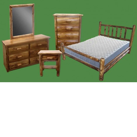 Log Bedroom Set in a Torched Finish