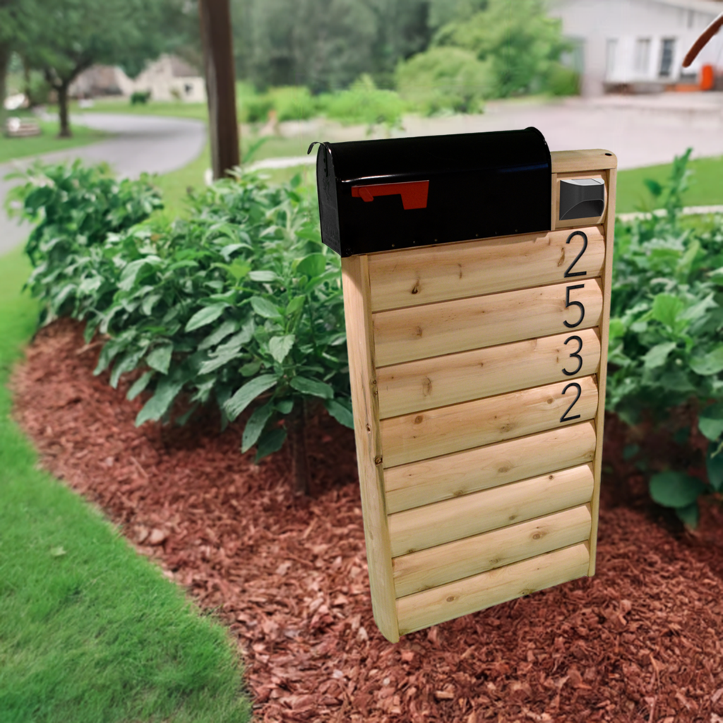 Handcrafted Solid Cedar Mailbox Stand